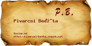 Pivarcsi Beáta névjegykártya